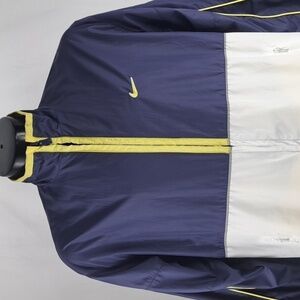 Vintage Nike Swoosh nylon windbreaker blue & yellow colorblock LG casual jacket